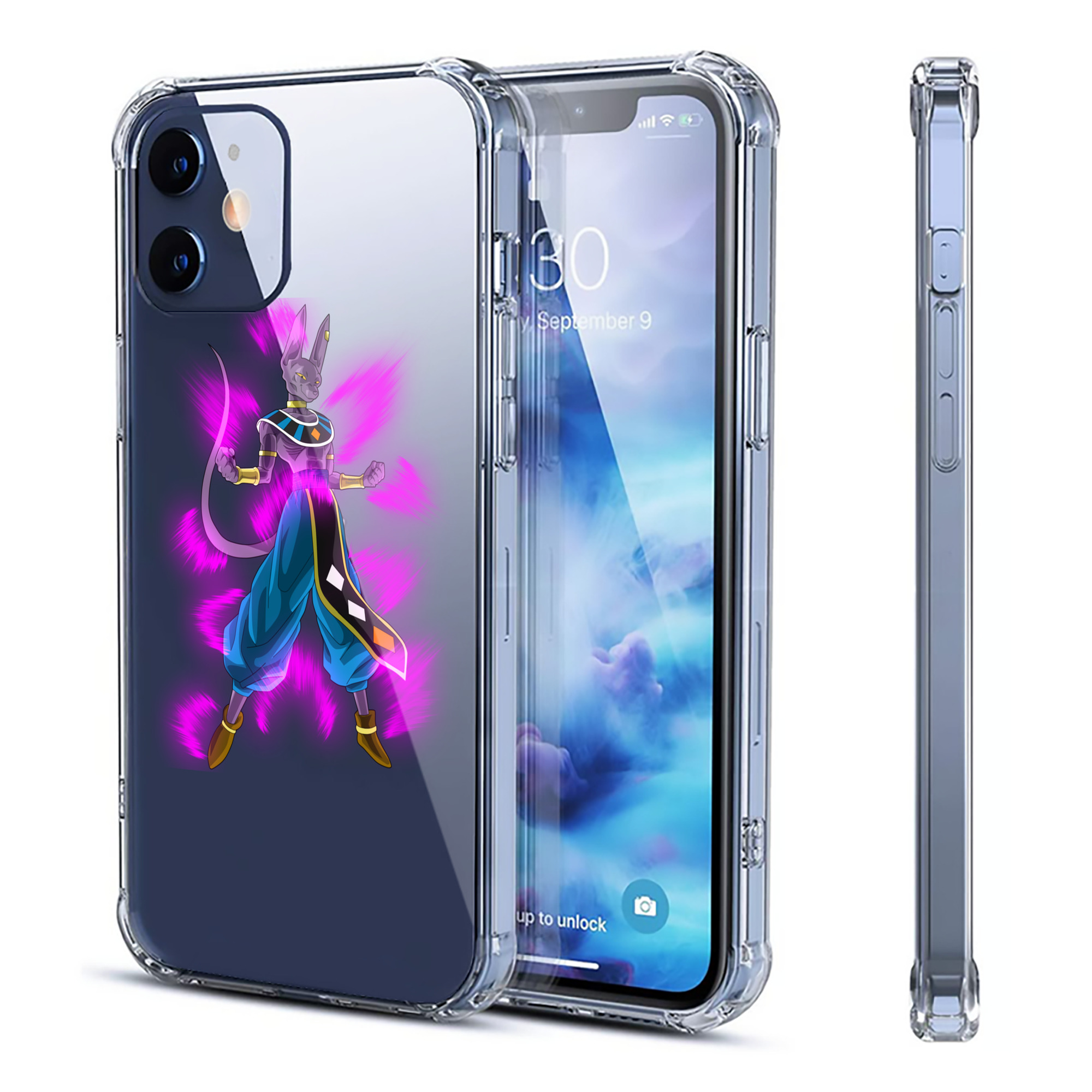 （画像用） ドラゴンボール ビルス 破壊神ビルス DRAGON BALL Beerus Birusu 【iPhone 12シリーズ対応】透明スマホケース（クリアソフトケース）